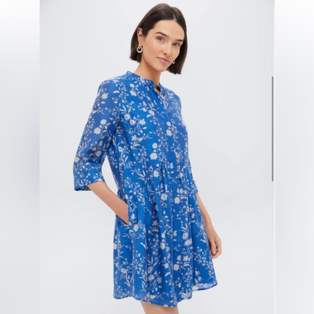 Tuckernuck Limoges Floral Royal Shirt Dress Medium - Picture 2 of 14